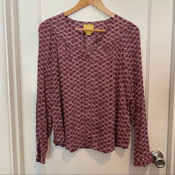 Anthropologie Maeve Orli Bibbed Button-Down Top - Picture 2 of 6
